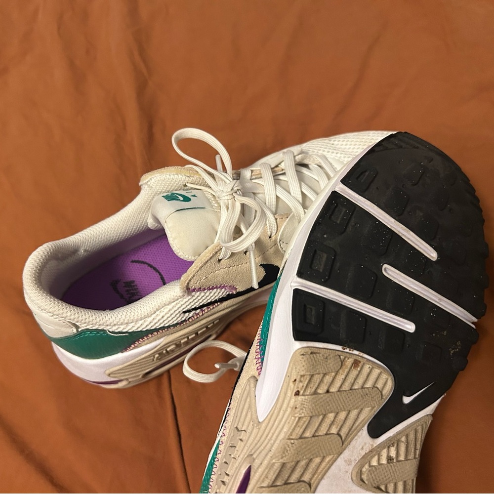 Nike AirMax White and Green Athletic Shoes